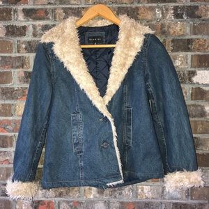 Vintage Denim Fur Lined Jacket